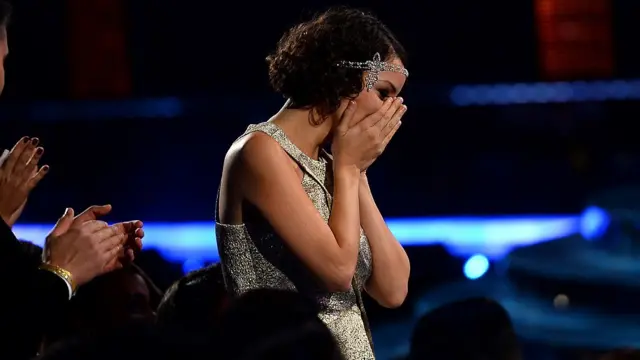 Gaby Moreno cuando ganó el Grammy Latino como "Mejor Artista Nueva" en 2013.