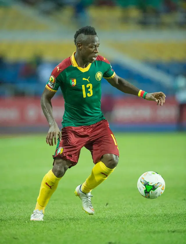 Christian Bassogog (Cameroun) lors du match de poule A opposant le Burkina Faso au Cameroun au Stade de l’Amitié le 14 janvier 2017 à Libreville, Gabon.