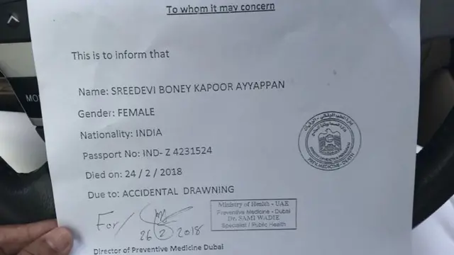 دبئی پولیس کی رپورٹ کا عکس