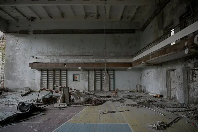 Los restos de un antiguo gimnasio.