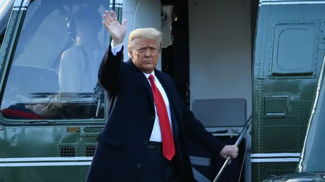 Donald Trump leaves the White House