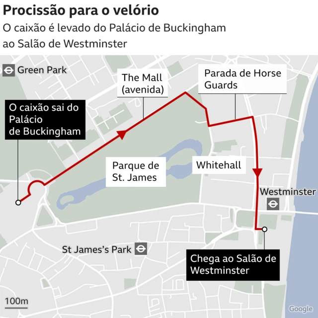 Infográfico com mapa mostra rota da 'Procissão para o velório'