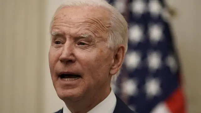 US President Joe Biden delivers remarks on his administration"s response to the economic crisis before signing executive orders