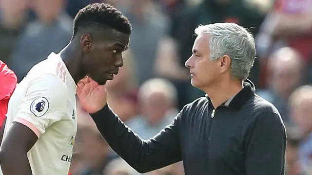 Paul Pogba and Jose Mourinho
