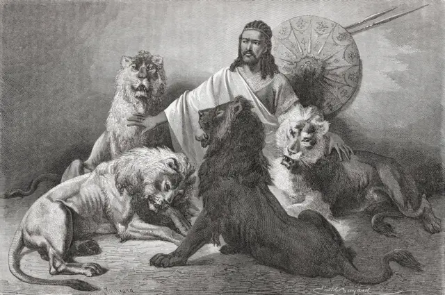 አጤ ቴዎድሮስ በአንበሶች ተከብበው የሚያሳይ ስዕል