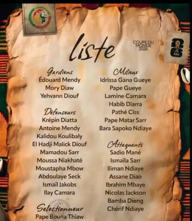 La liste des 28 joueurs sénégalais sélectionnés pour le mondial