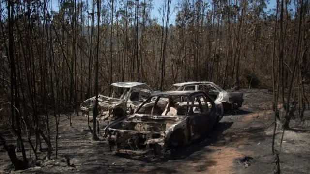 Autos quemados en Valparaíso.
