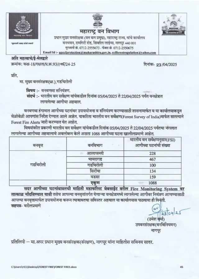 गडचिरोली जिल्ह्यातील आगींच्या घटना