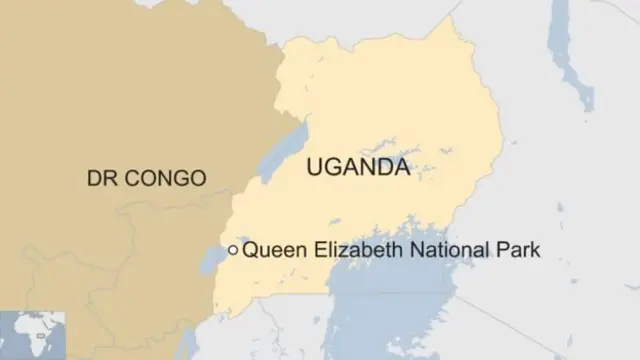 Ramani ya mbuga ya wanyama pori ya Queen Elizabeth National Park