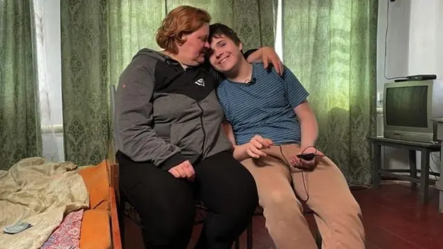Bogdan and his Mum Olga at home