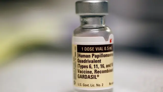 A vial of HPV vaccine