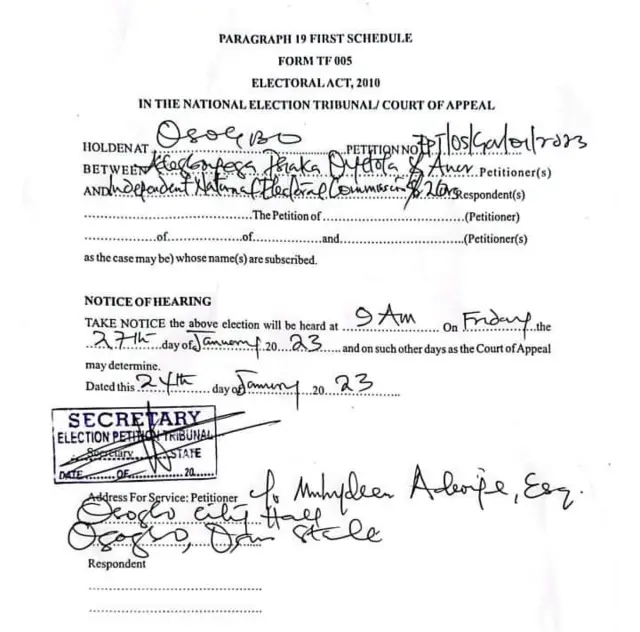 Àtẹ̀jáde tí ilé ẹjọ́ fi léde 