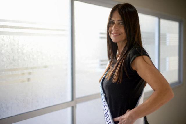 Alejandra Rodriguez poses for a picture in La Plata, Buenos Aires in April 2024.