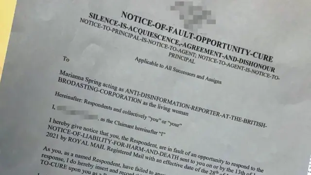 Surat perintah palsu yang diterima BBC.