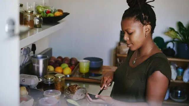 A woman making breakfast