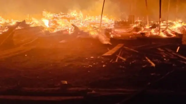 Marine base plank market fire