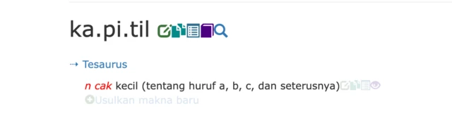Tangkapan layar untuk hasil pencarian kata kapitil di KBBI daring.