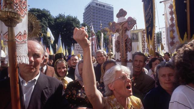 Protesto na Ucrânia em 1991