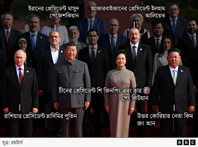 প্যারেডের মঞ্চে নানা দেশের প্রধানরা