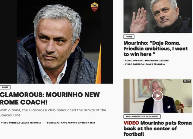 The front page of the Corriere dello Sport website