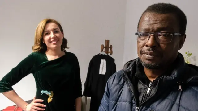 المحامية هيفاء عبد العزيز مع موكلها لسعد كريم