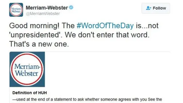 韋氏詞典的官方推特