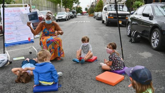 Some pupils in Brooklyn took classes outside in September