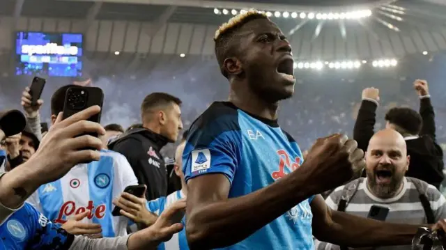 Victor Osimhen in a Napoli shirt