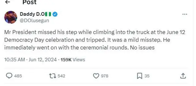 Aworan ọrọ Dada Olusegun gbe sita loju opo ayelujara rẹ.