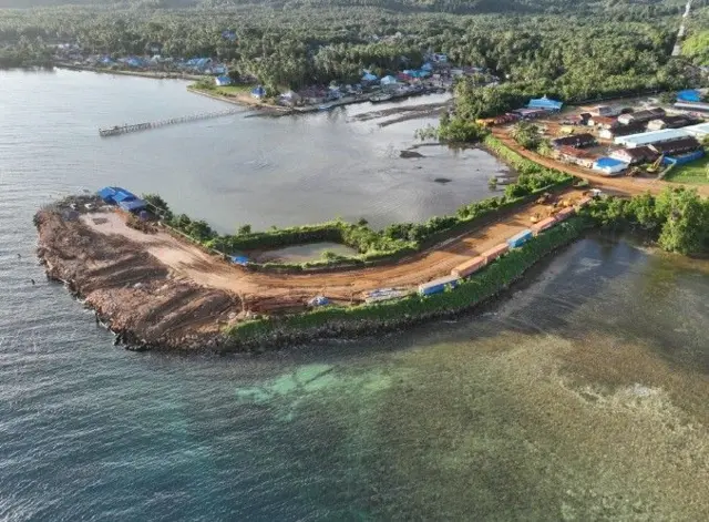 Dokumentasi terkini kondisi Jetty PT GKP di pesisir laut Wawonii.
