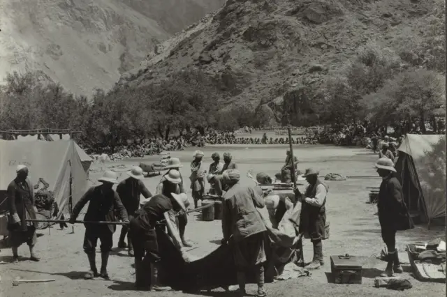 Abruzzi’s Camp at Tolti, Karakoram Himalayas
Silver gelatin print mounted on card, 1909

