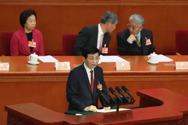 中国全国政协主席王沪宁2025年3月在中国两会发言。