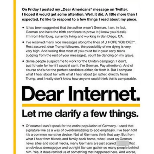 Este fue el segundo tuit de Franklin, donde aclaraba que no estaba bien comparar a Trump con Hitler.