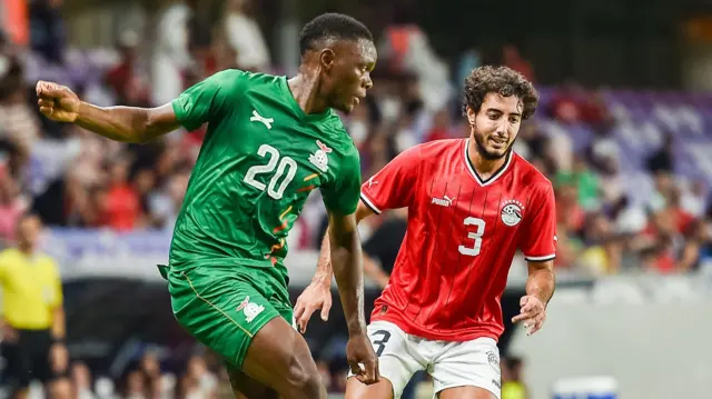 Patson Daka in action for Zambia against Egypt