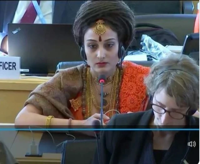 संयुक्त राष्ट्रांच्या कार्यक्रमात सहभागी झालेल्या 'कैलास' देशाच्या प्रतिनिधी