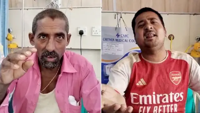 Two Nepali men in hospital after surviving an accident where the bus they were travelling in was swept into a river.