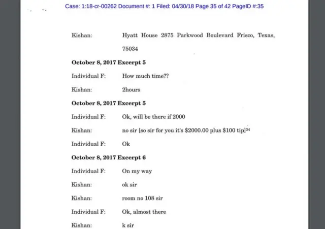 అమెరికా ఫెడరల్ కంప్లెయింట్లోని ఒక పేజీ