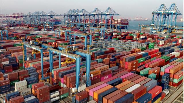 中國港口的集裝箱
