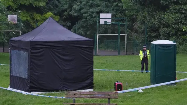 A police cordon was in place at the site on Tuesday evening