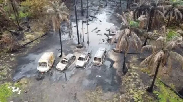 Ọkọ ayọkẹlẹ, ati awọn dukia miran lo jona pẹlu ninu ibugbamu naa