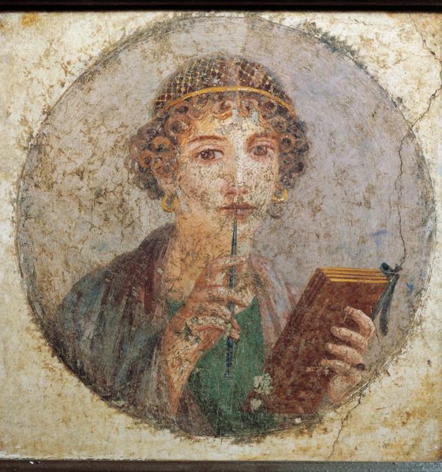 Representação de Safo em um afresco en Pompeia, Itália