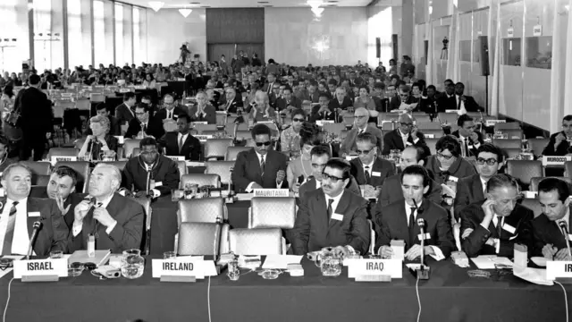 نمایی از محل حضور هیئت های حاضر در کنفرانس حقوق بشر تهران