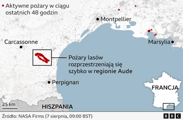 Grafika przedstawiająca region w południowej Francji 