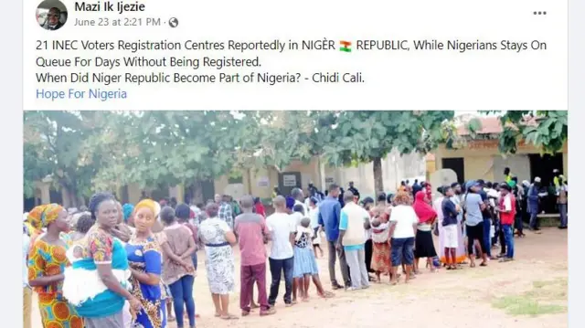 Aworan ọrọ ti eeyan kan fi soju opo Facebook