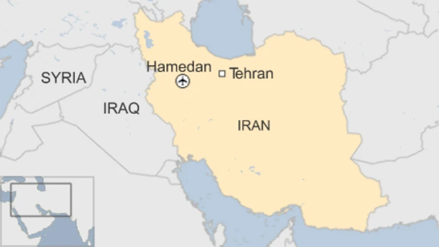 イラン西部にあるハメダン（Hamedan）基地の位置