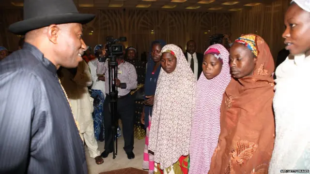 Jonathan with Chibok girls