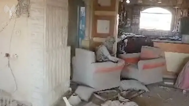 A person that Israeli army says is Hamas chief Sinwar is seen in Tal Al-Sultan, in this screengrab from a handout video obtained on October 17, 2024