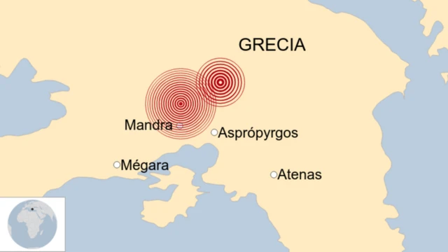Mapa del sismo de Grecia