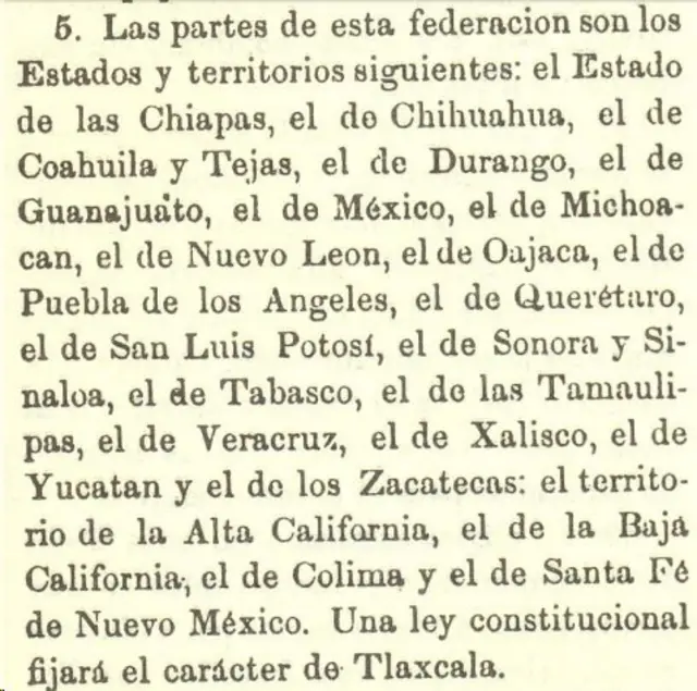 Artículo 5 de la Constitución de 1824