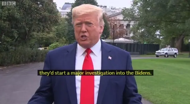 "Mereka seharusnya memulai penyelidikan besar-besaran terhadap keluarga Biden," kata Trump.